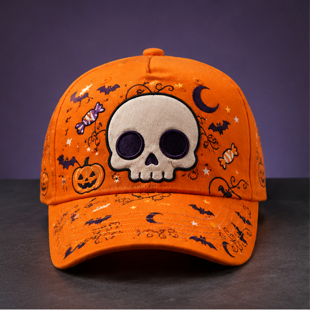 Spooky Skull Halloween Baseball Cap product view 1