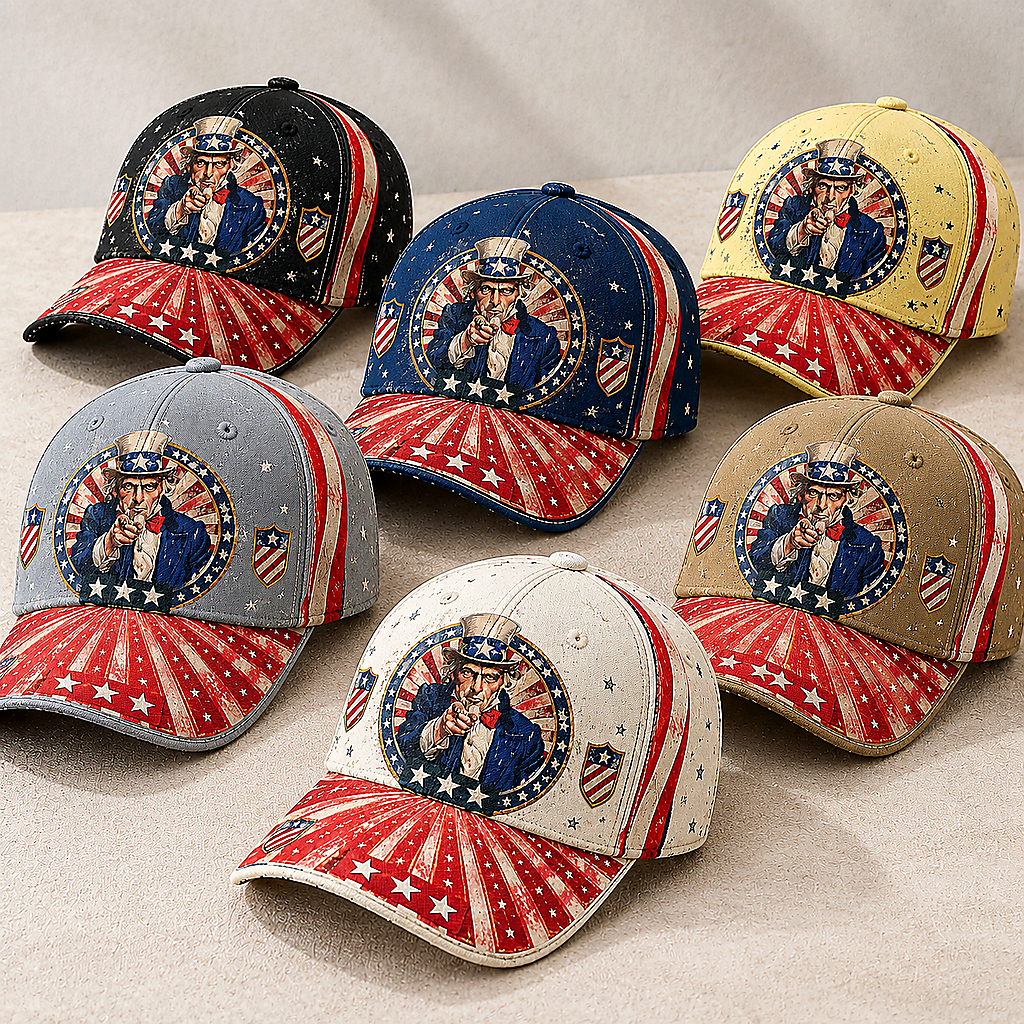 Patriotic Stars and Stripes Navy Baseball Cap product view 1