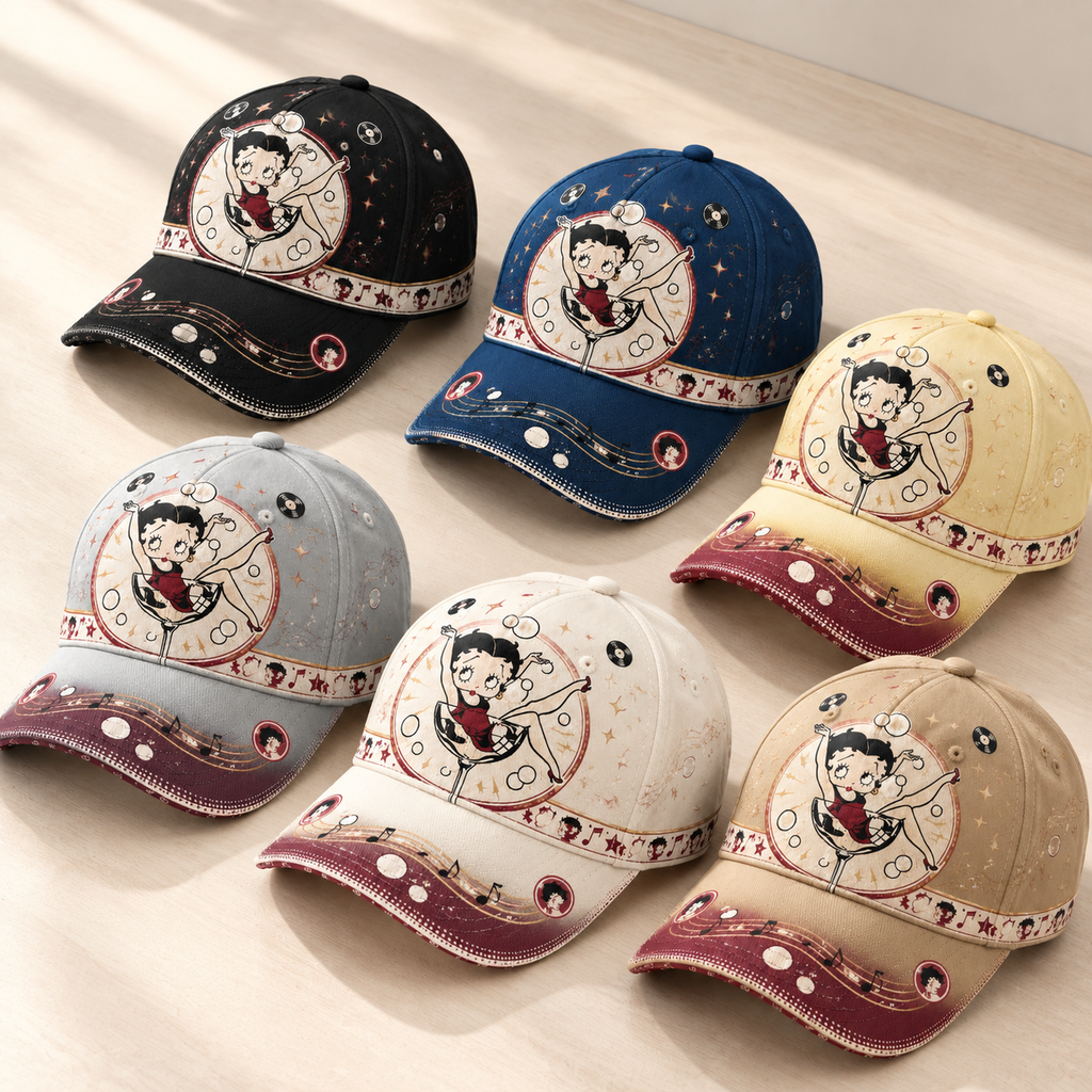 Retro Cartoon Cocktail Glass Graphic Baseball Cap product view 1