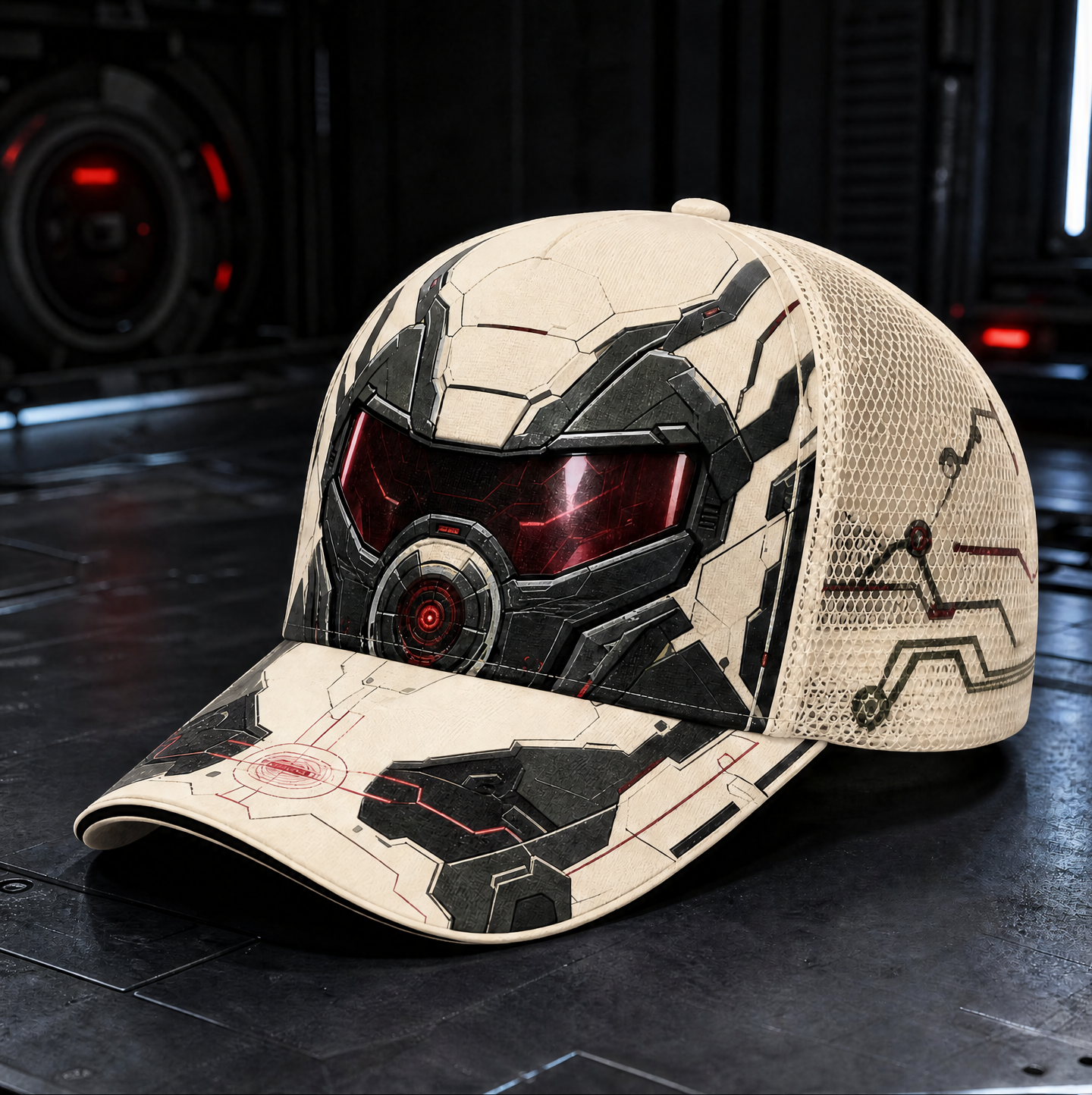 Futuristic Robot Visor Trucker Hat Ivory