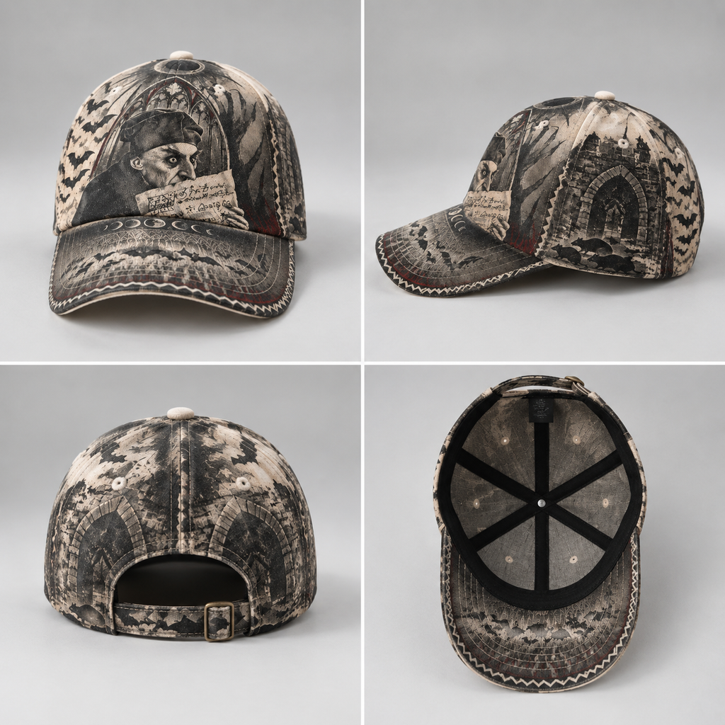 Gothic Vampire Scroll Graphic Baseball Cap product view 2