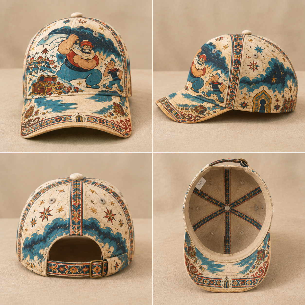 Vintage Comic Sailor Adventure Graphic Baseball Cap product view 2