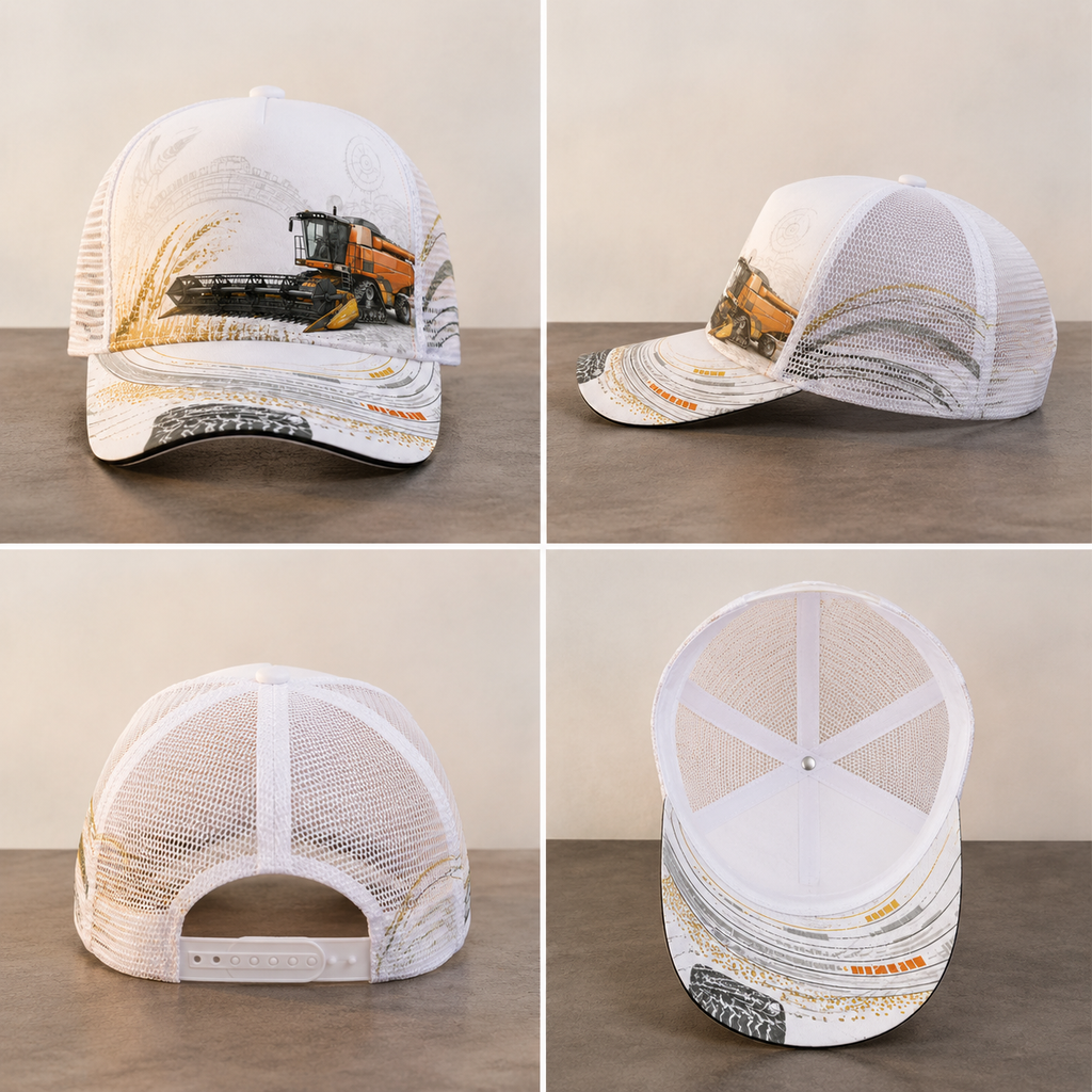 Orange Combine Harvester Trucker Hat product view 10