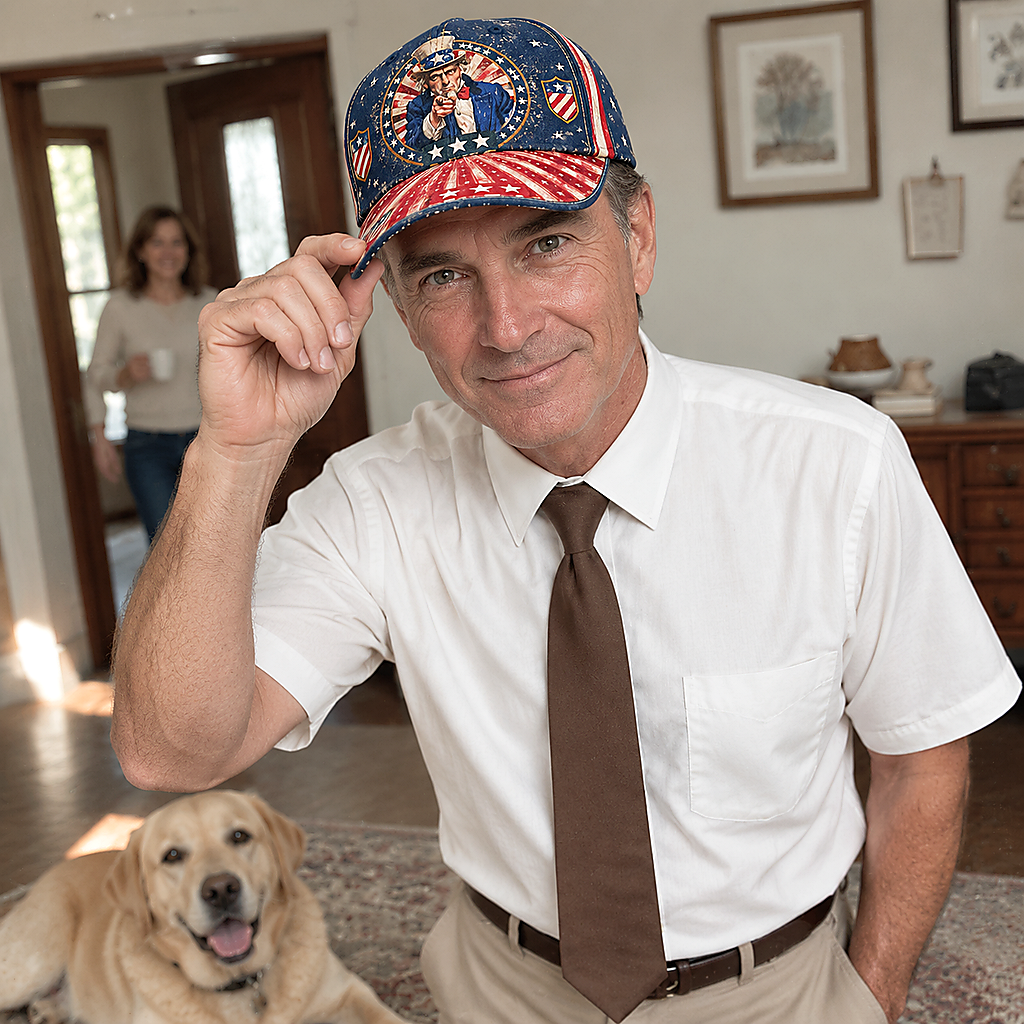 Patriotic Stars and Stripes Navy Baseball Cap product view 4