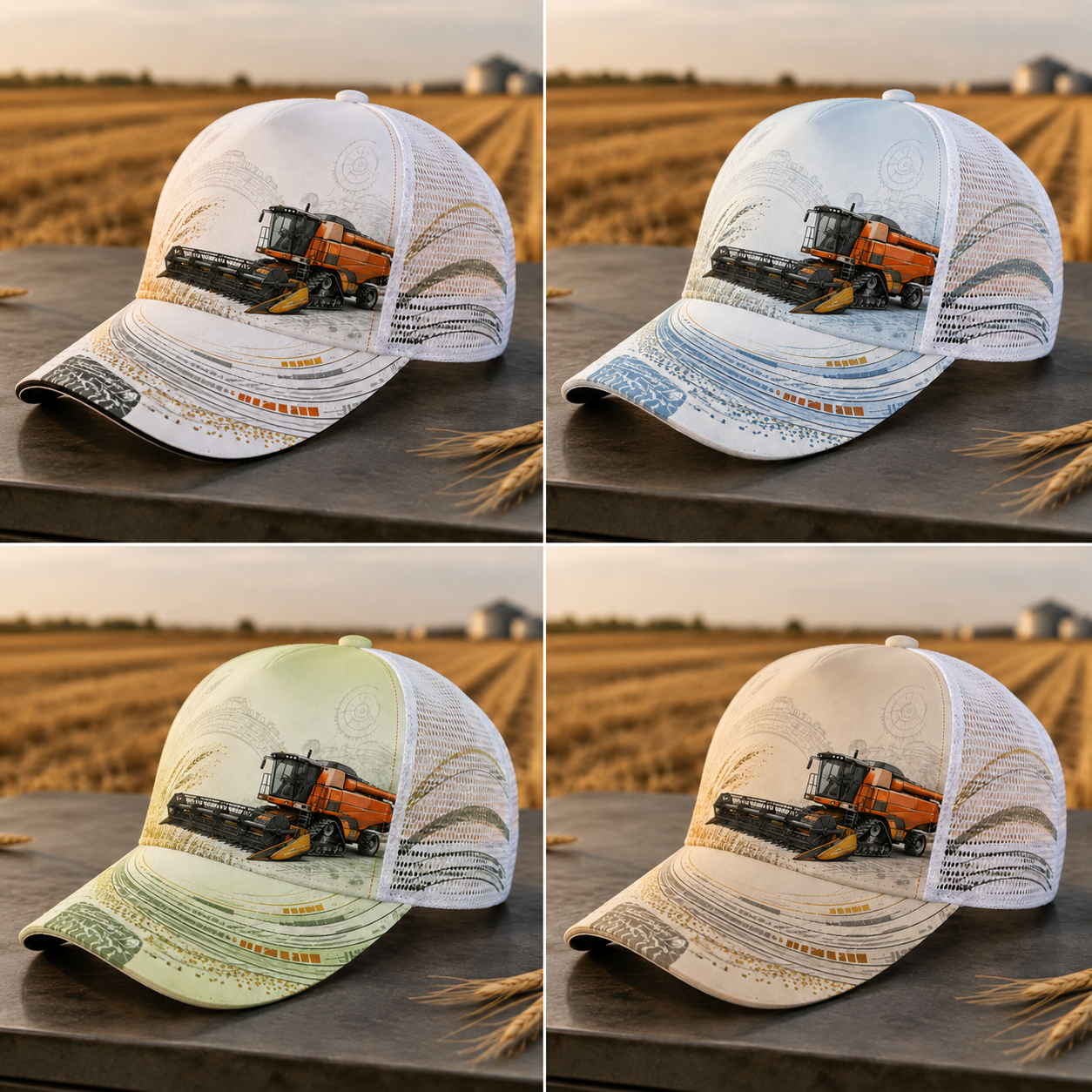 Orange Combine Harvester Trucker Hat product view 11