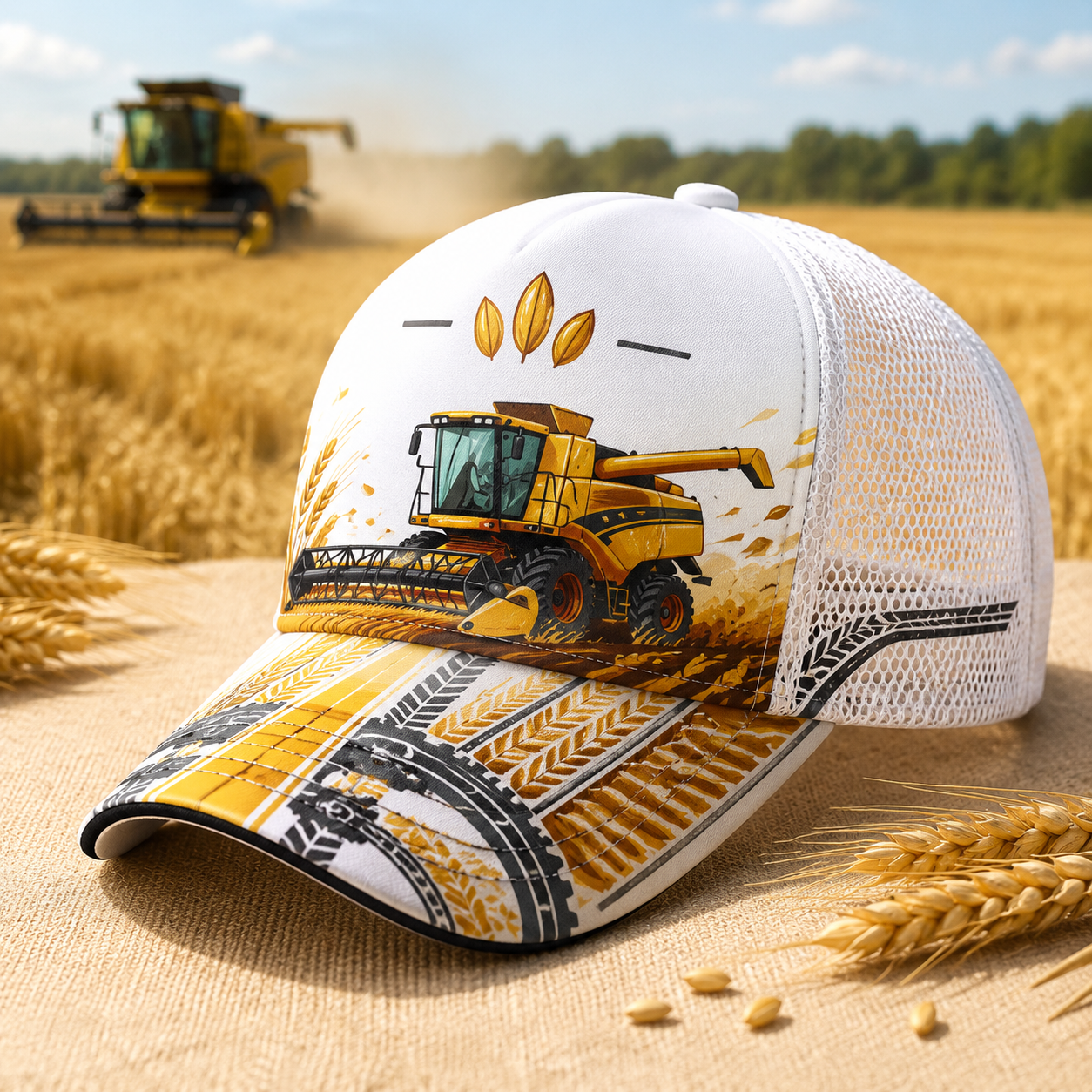 Golden Harvester Wheat Trucker Hat Orange