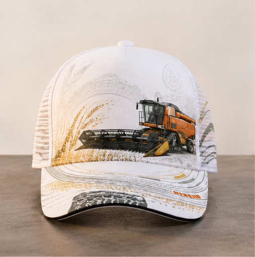 Orange Combine Harvester Trucker Hat product view 6