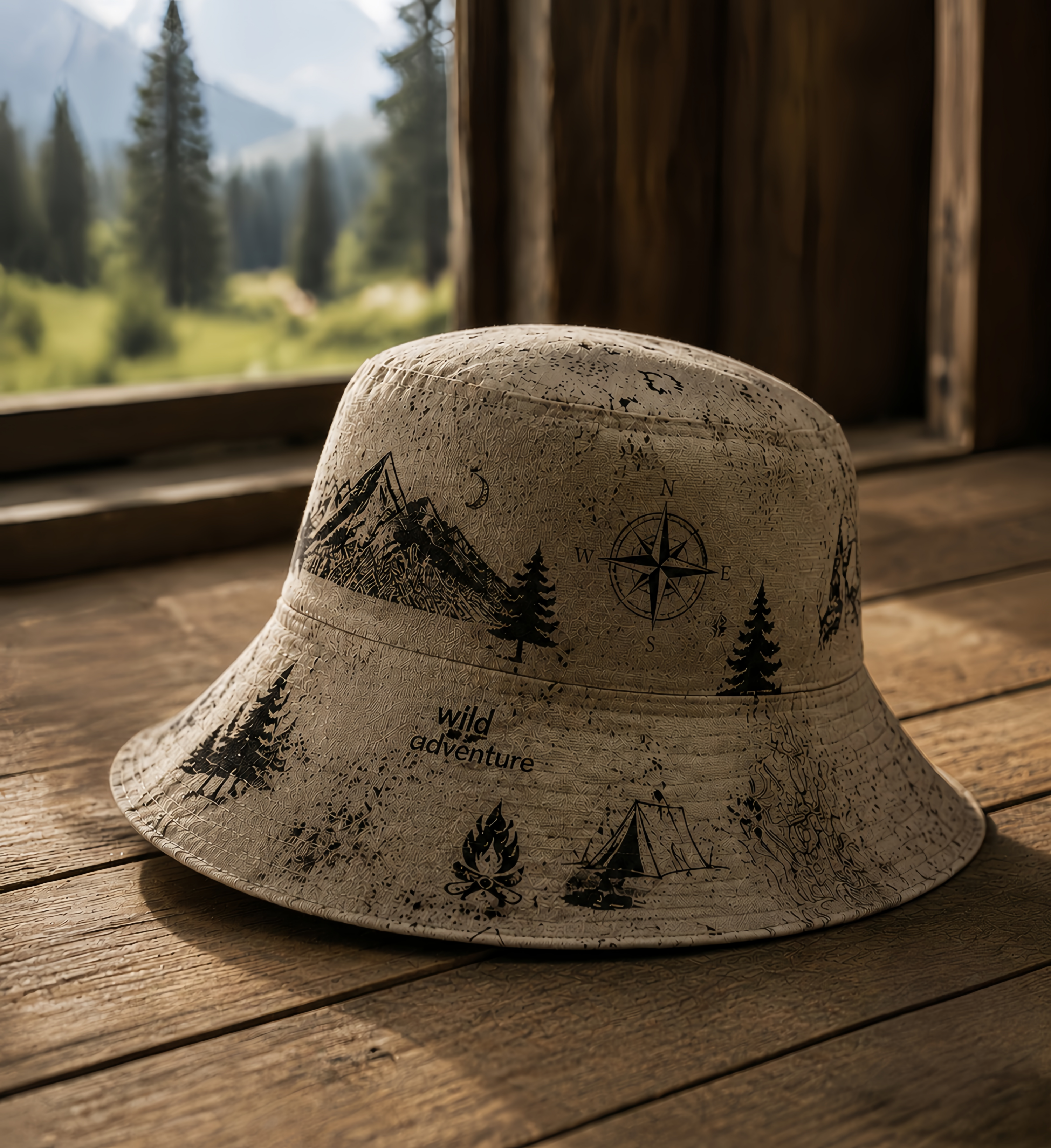 Wild Adventure Outdoor Bucket Hat – Vintage Nature Print Reversible Sun Hat