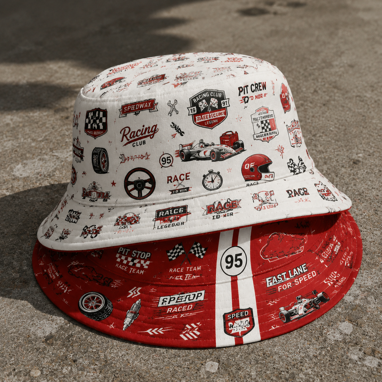 Vintage Racing Club Reversible Bucket Hat – Classic Motorsport Streetwear Hat