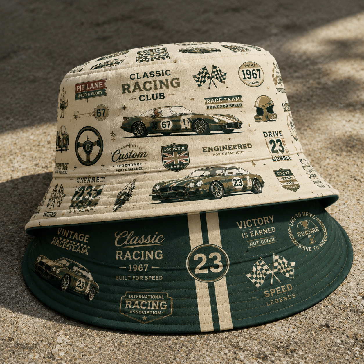 Vintage Racing Club Reversible Bucket Hat – Classic Motorsport Streetwear Hat