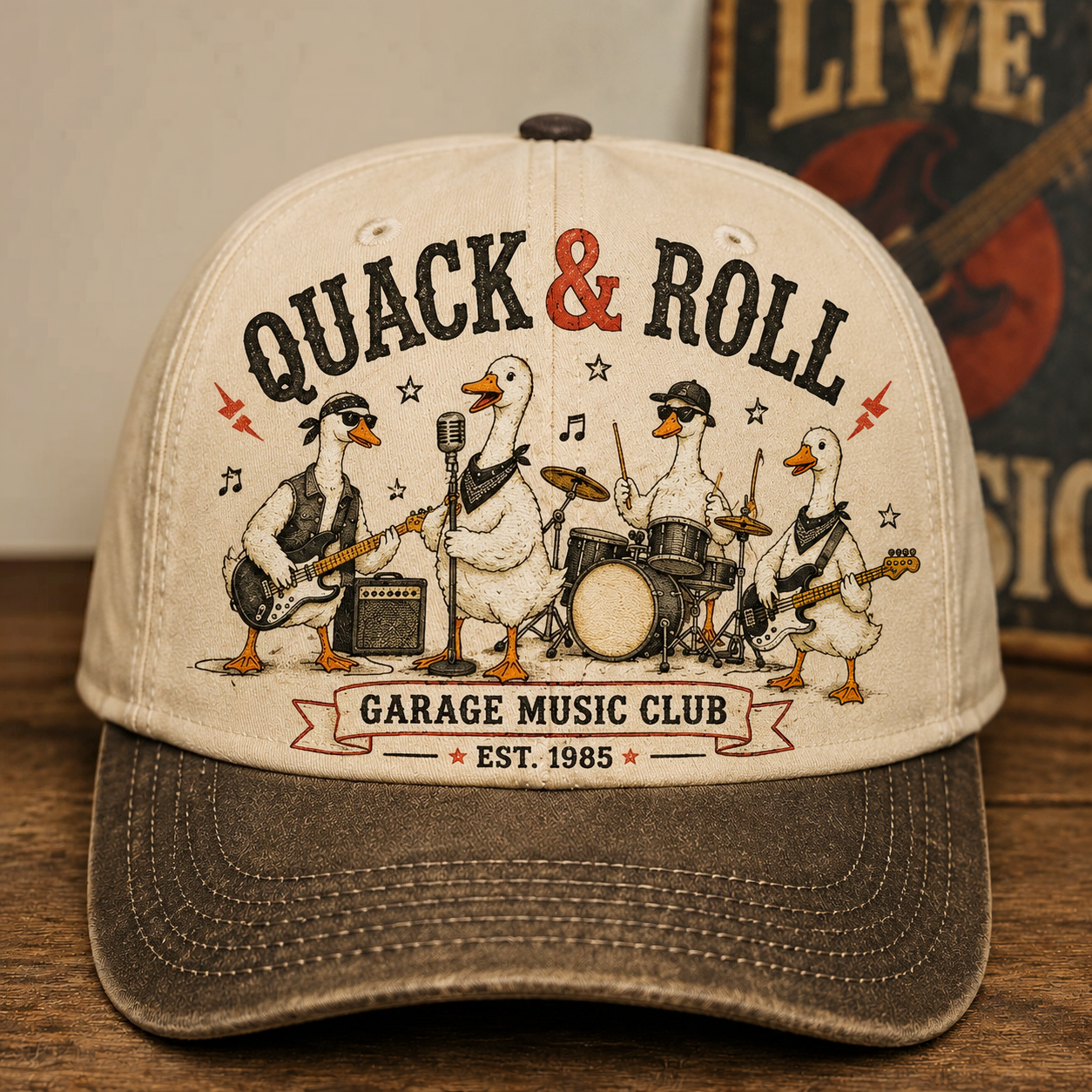 Quack & Roll Duck Band Baseball Cap – Vintage Rock Music Hat