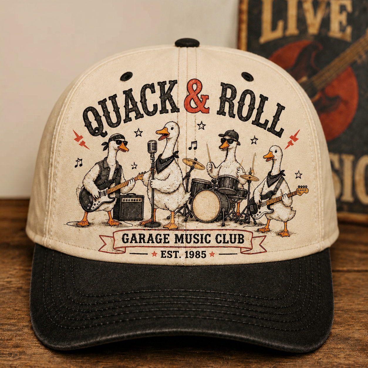 Quack & Roll Duck Band Baseball Cap – Vintage Rock Music Hat