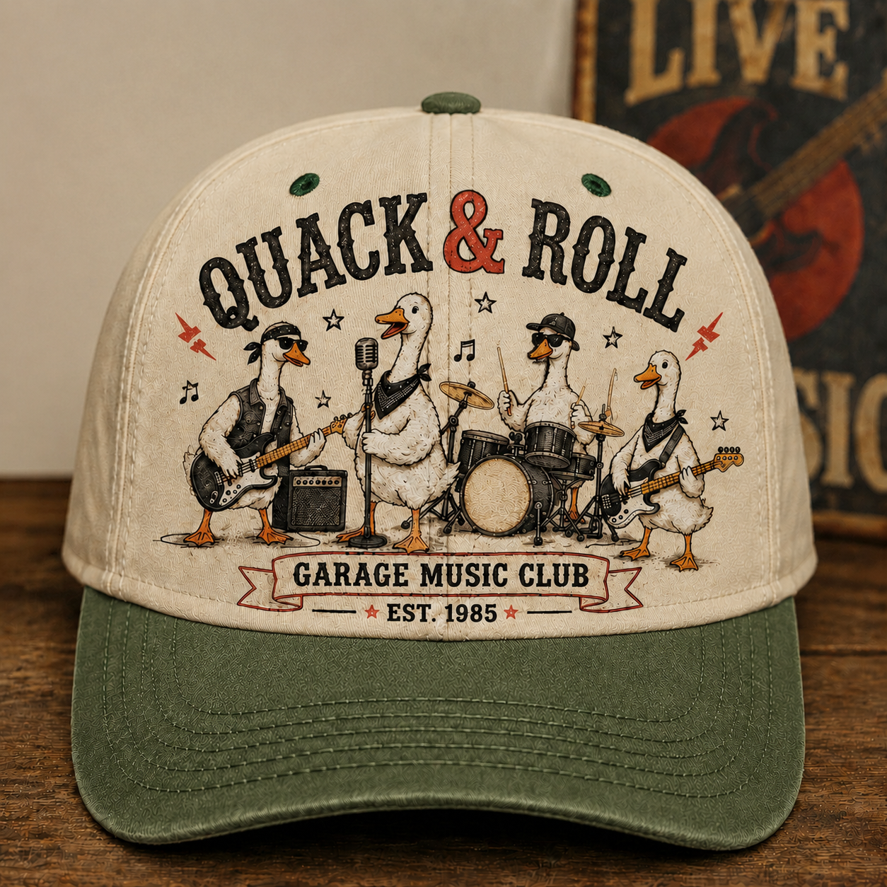 Quack & Roll Duck Band Baseball Cap – Vintage Rock Music Hat