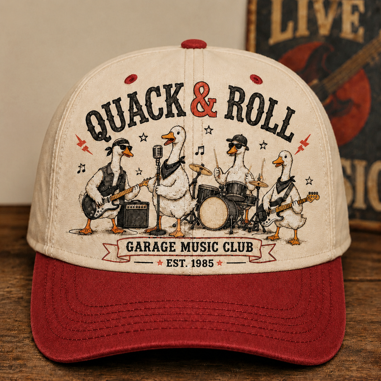 Quack & Roll Duck Band Baseball Cap – Vintage Rock Music Hat