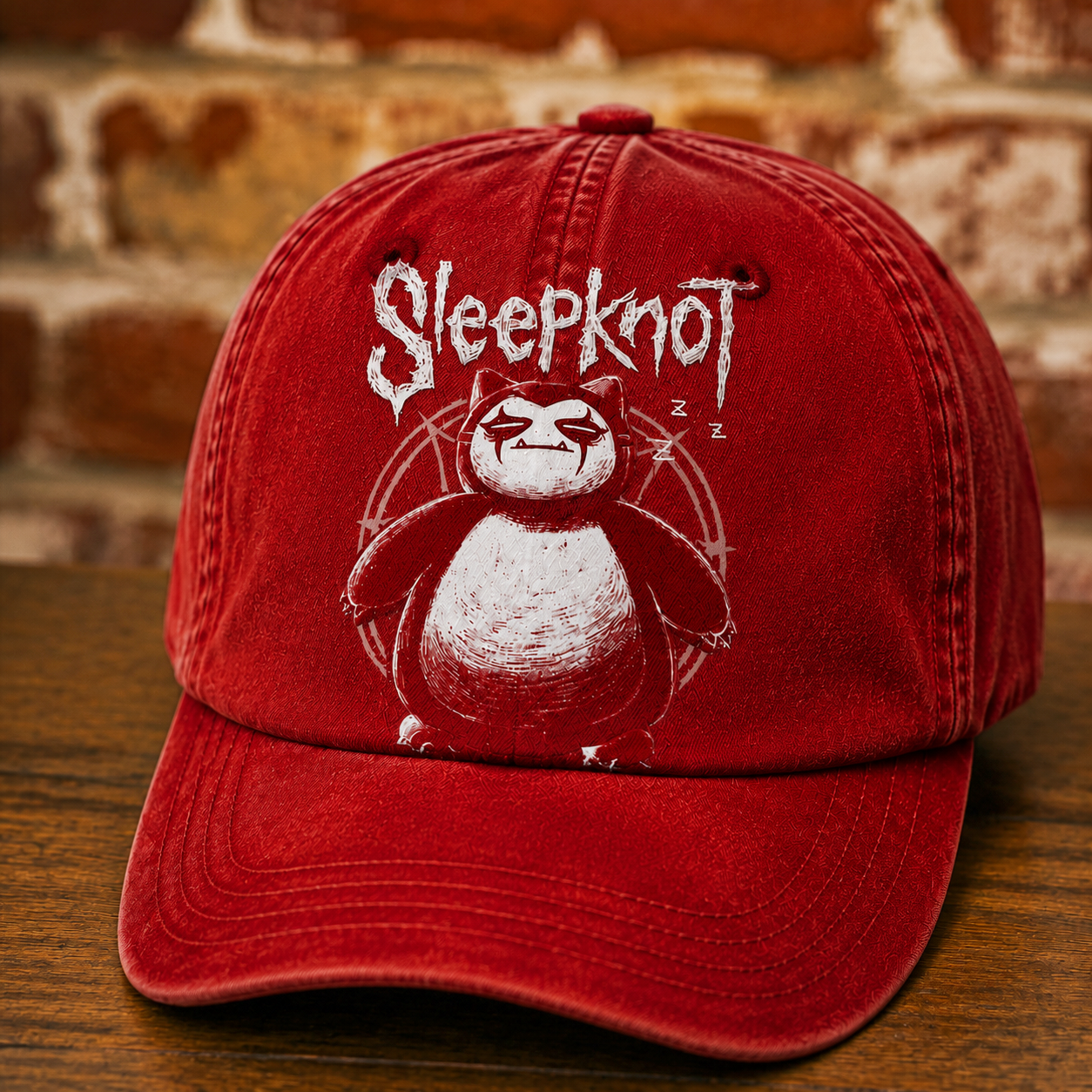 Sleepknot Heavy Metal Sleepy Bear Washed Cotton Cap