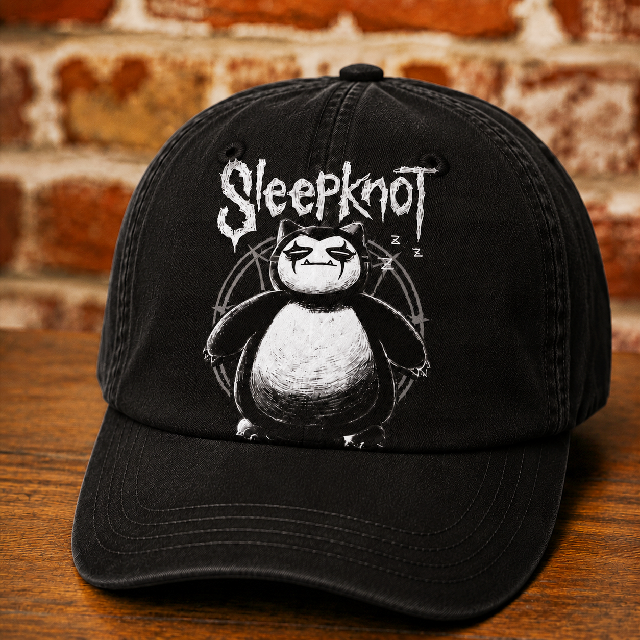 Sleepknot Heavy Metal Sleepy Bear Washed Cotton Cap