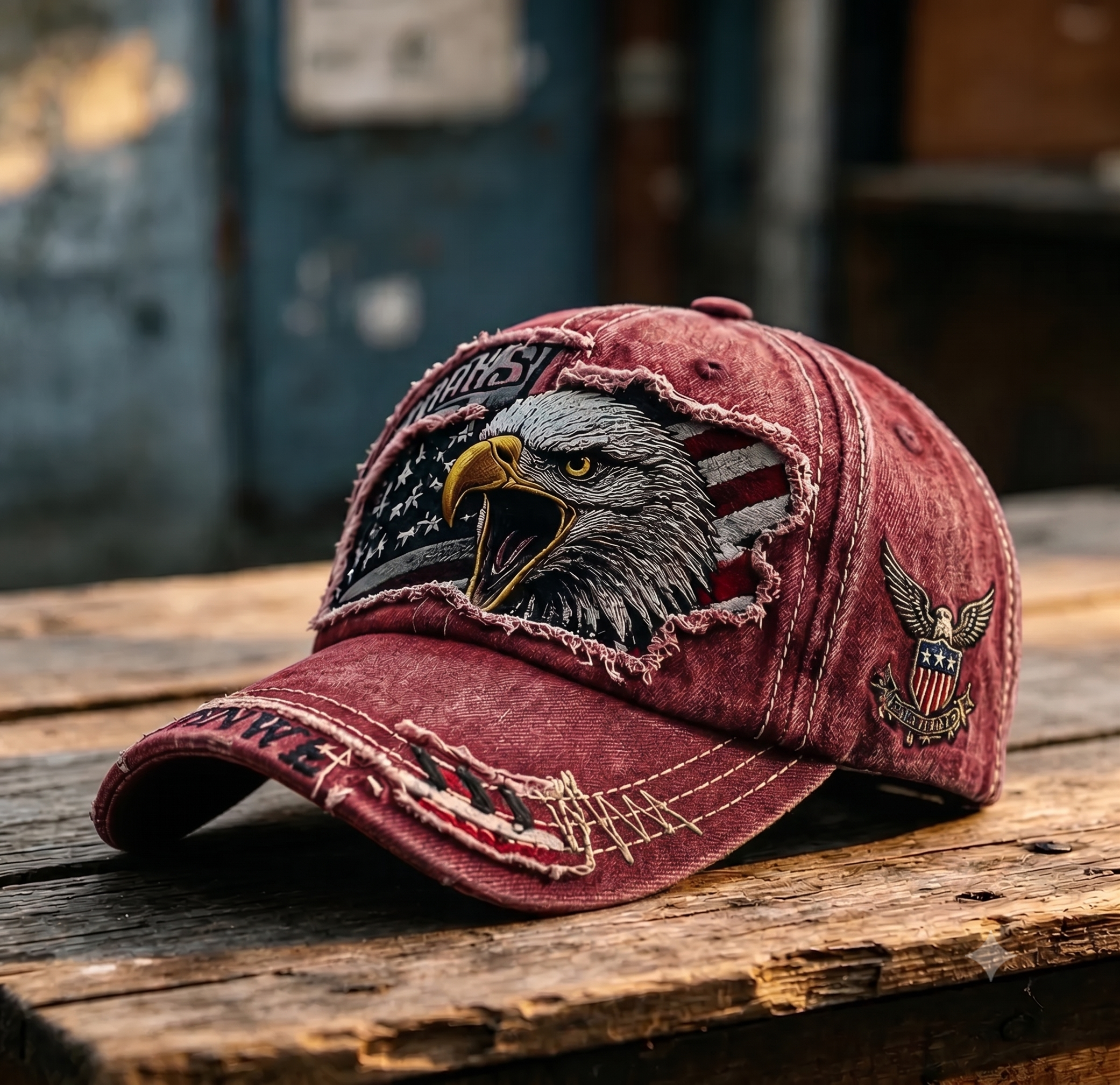 Vintage Bald Eagle Distressed Baseball Cap – Patriotic Embroidered Retro Washed Trucker Hat