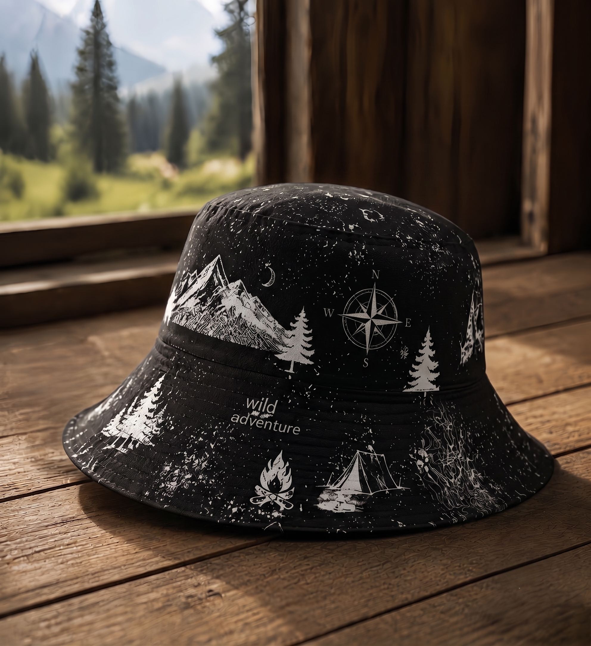 Wild Adventure Outdoor Bucket Hat – Vintage Nature Print Reversible Sun Hat