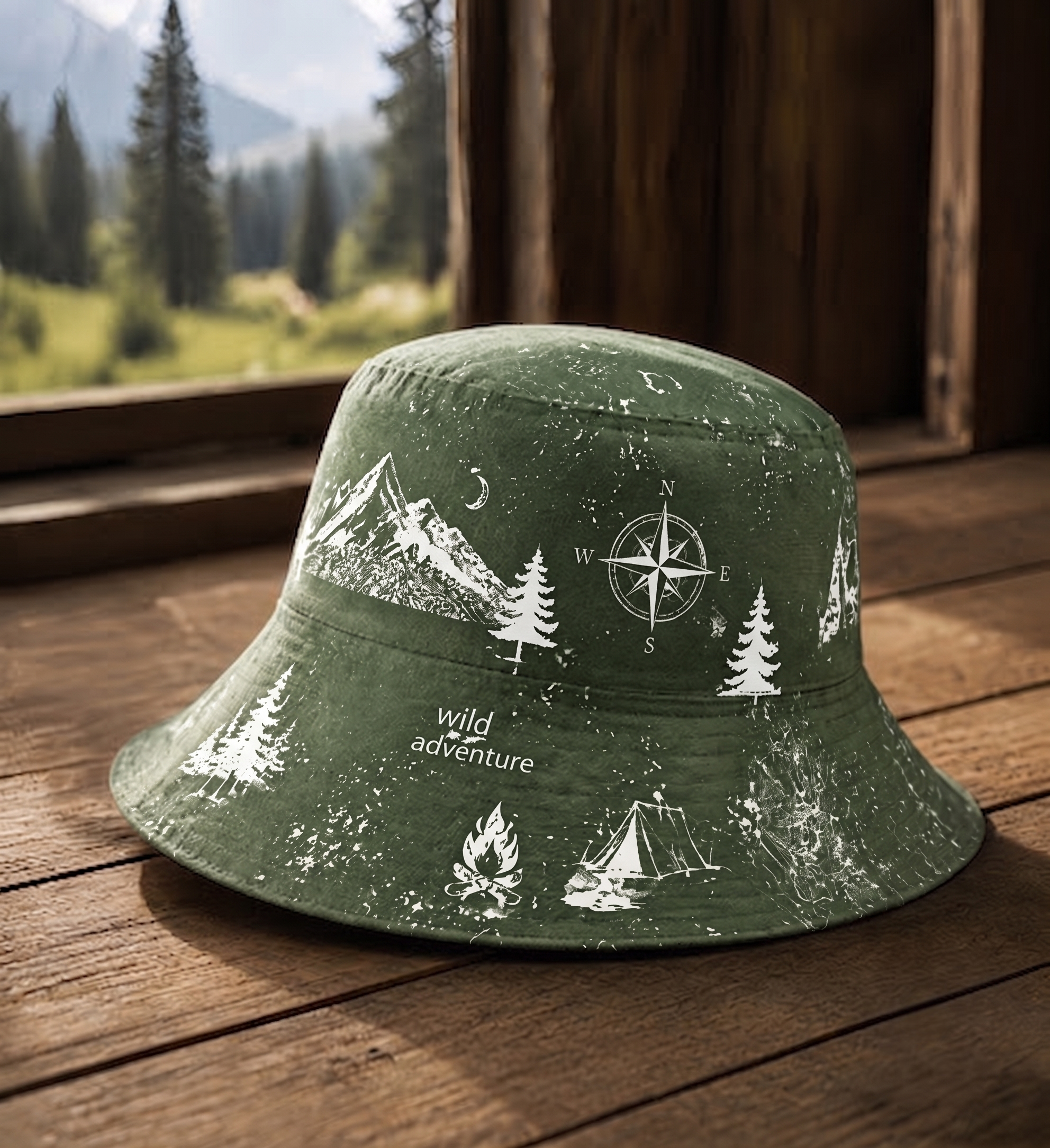 Wild Adventure Outdoor Bucket Hat – Vintage Nature Print Reversible Sun Hat