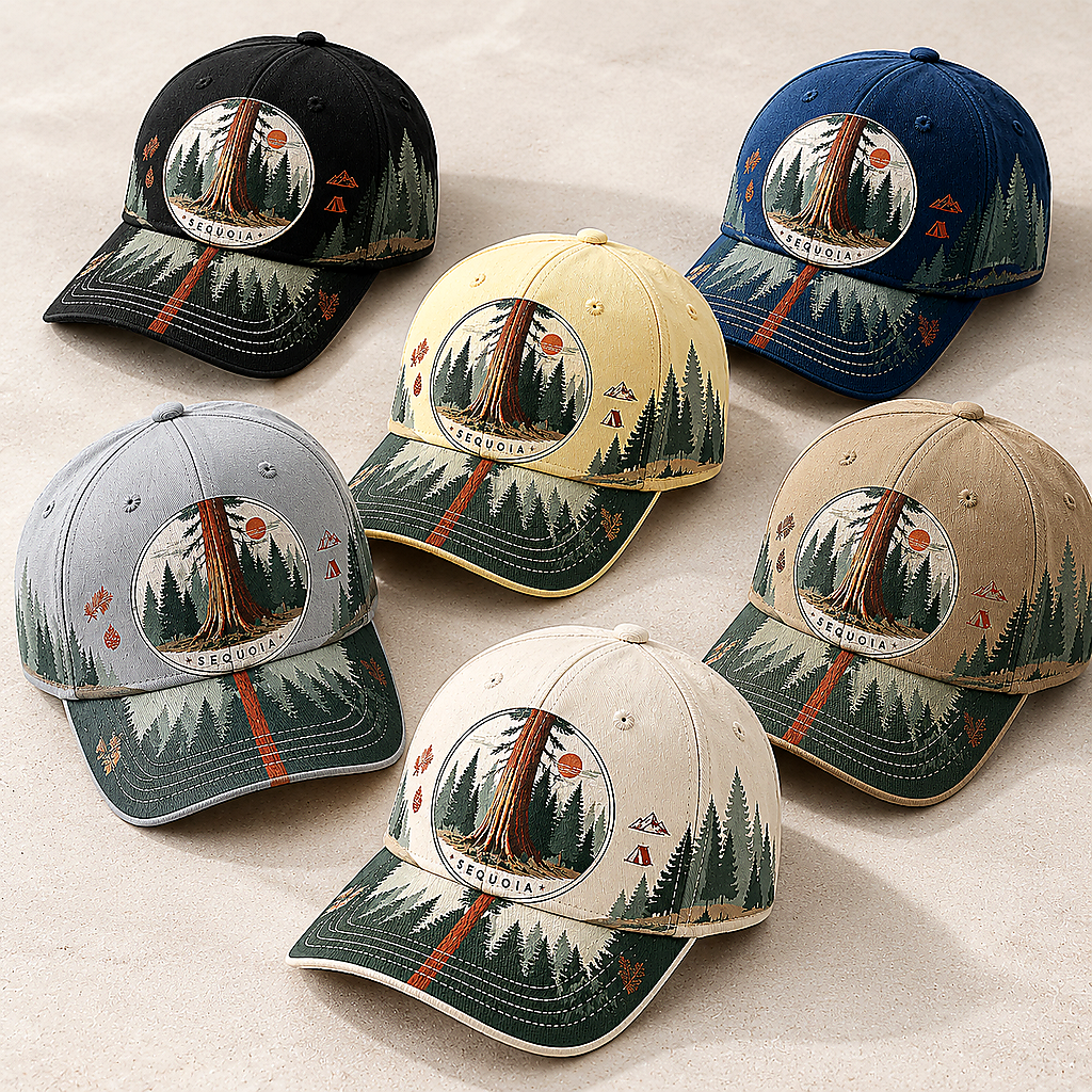 Sequoia Forest Camping Graphic Baseball Cap product view 1