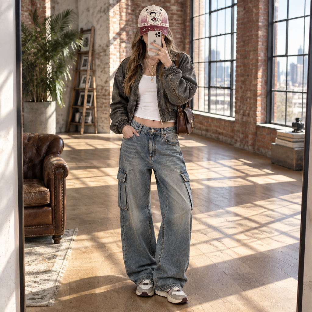 Retro Cartoon Cocktail Glass Graphic Baseball Cap lifestyle scene 1