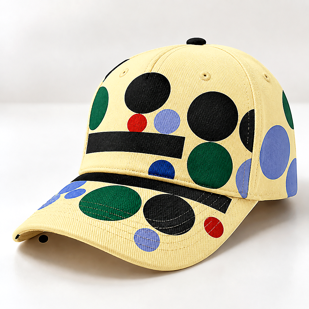 Colorful Polka Dot Graphic Beige Baseball Cap Cream