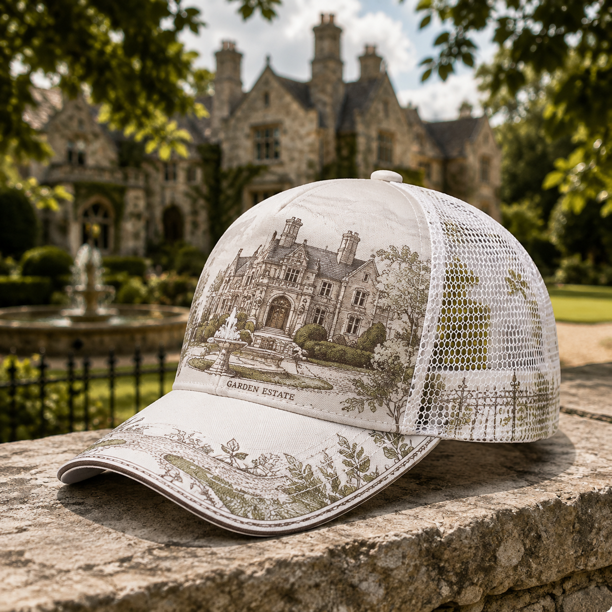 Vintage Garden Estate Trucker Hat Ivory