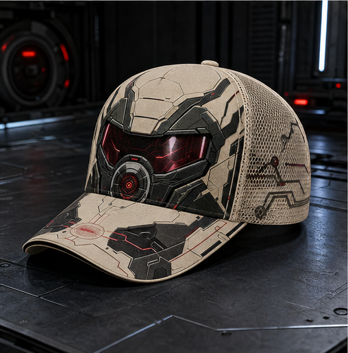 Futuristic Robot Visor Trucker Hat Khaki