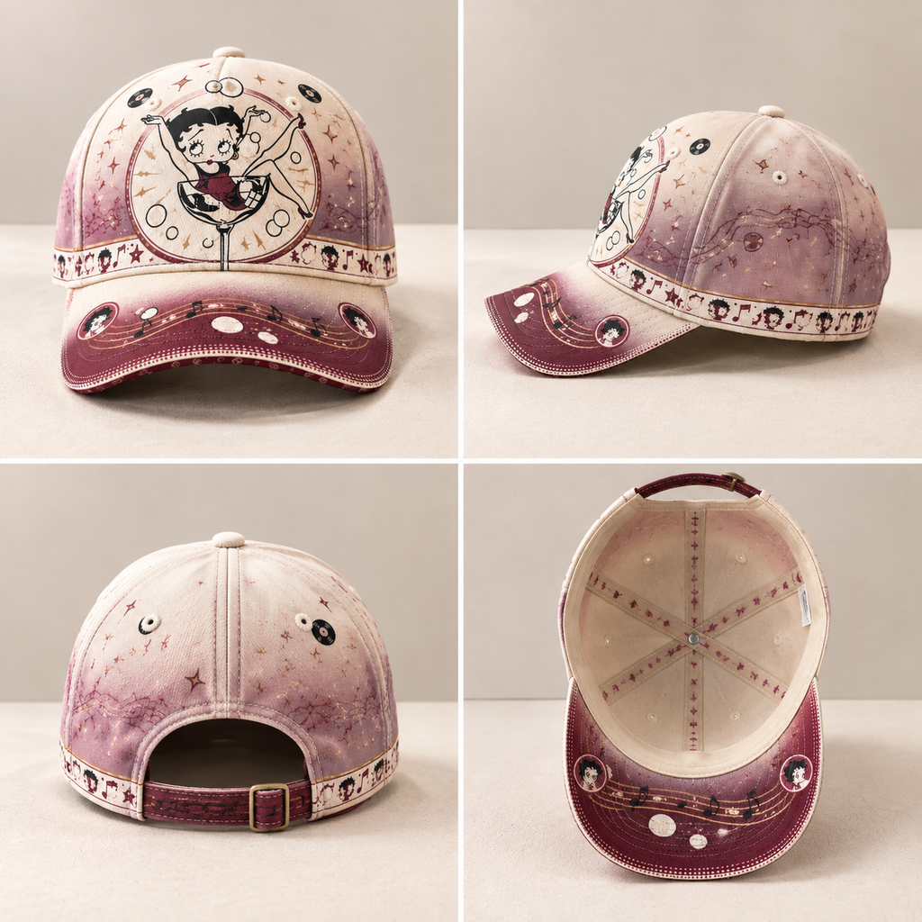 Retro Cartoon Cocktail Glass Graphic Baseball Cap product view 2