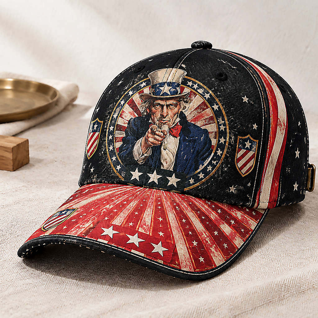 Patriotic Stars and Stripes Navy Baseball Cap Black