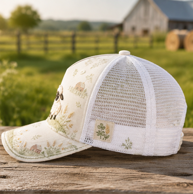 Sheep Meadow Floral Trucker Hat product view 7