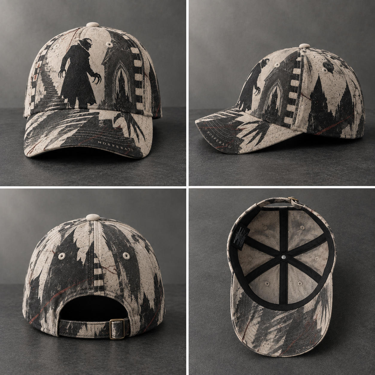 Gothic Vampire Silhouette Graphic Baseball Cap product view 2