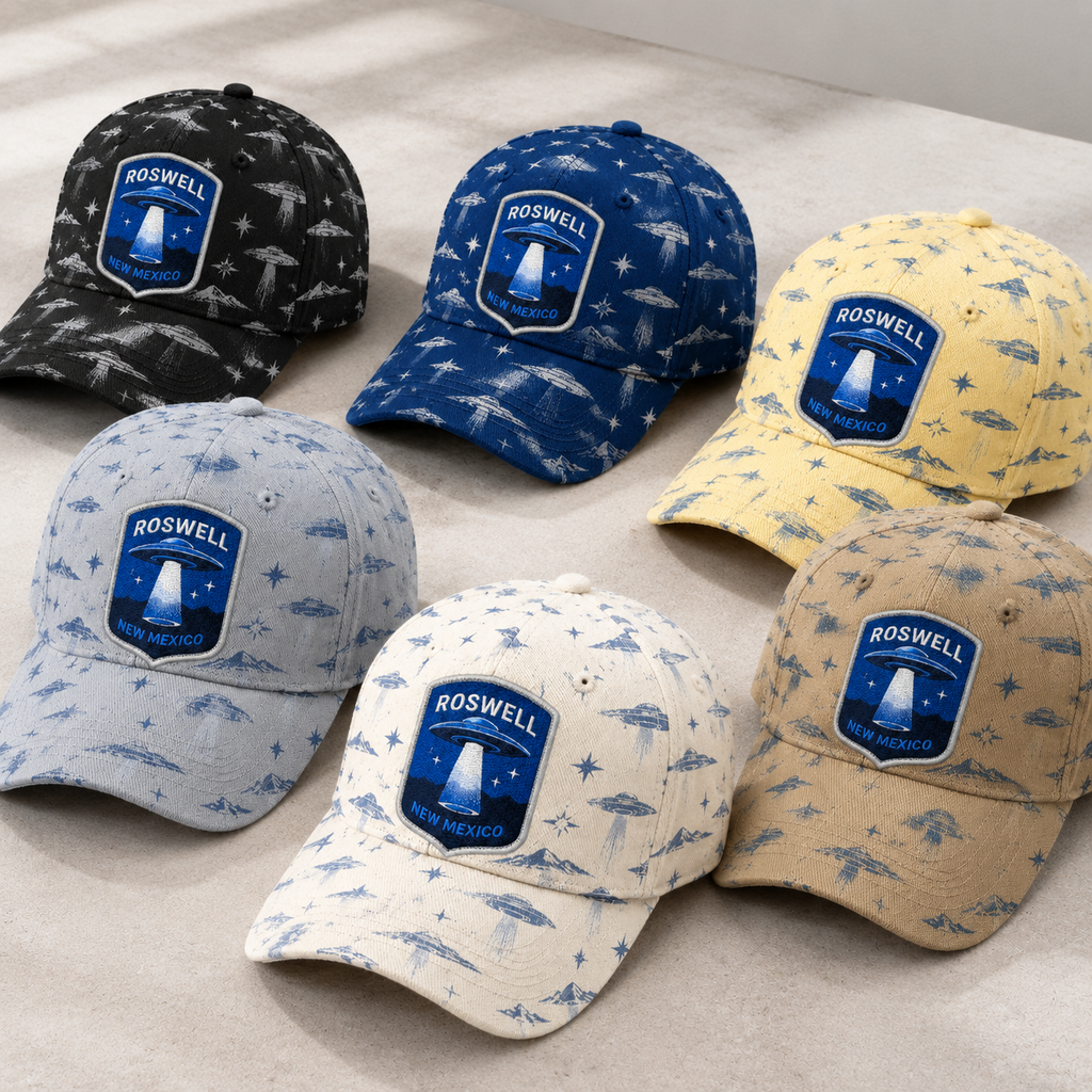 Roswell UFO Print Beige Baseball Cap product view 1