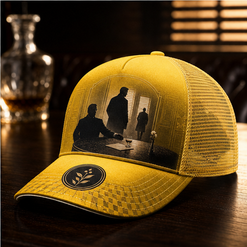 Noir Scene Graphic Trucker Hat Yellow