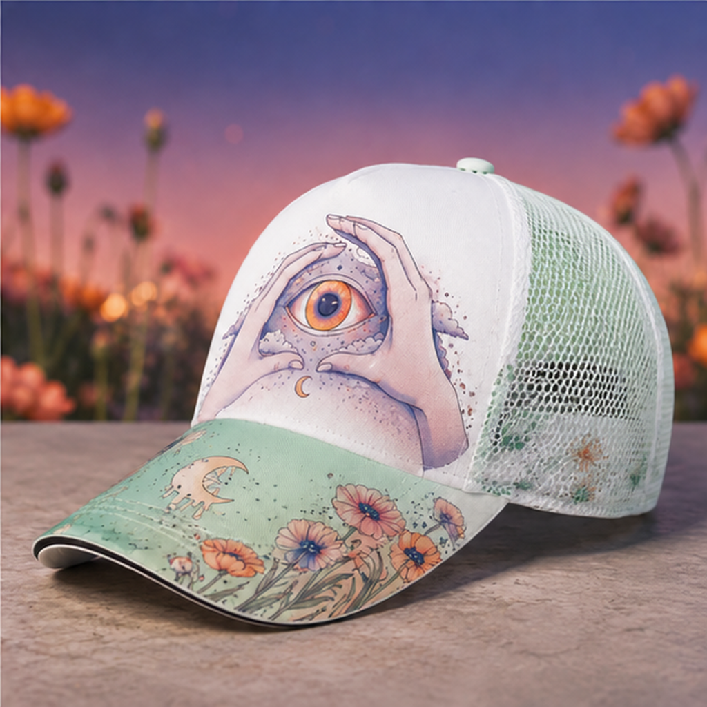 Mystical Eye Floral Trucker Hat product view 5