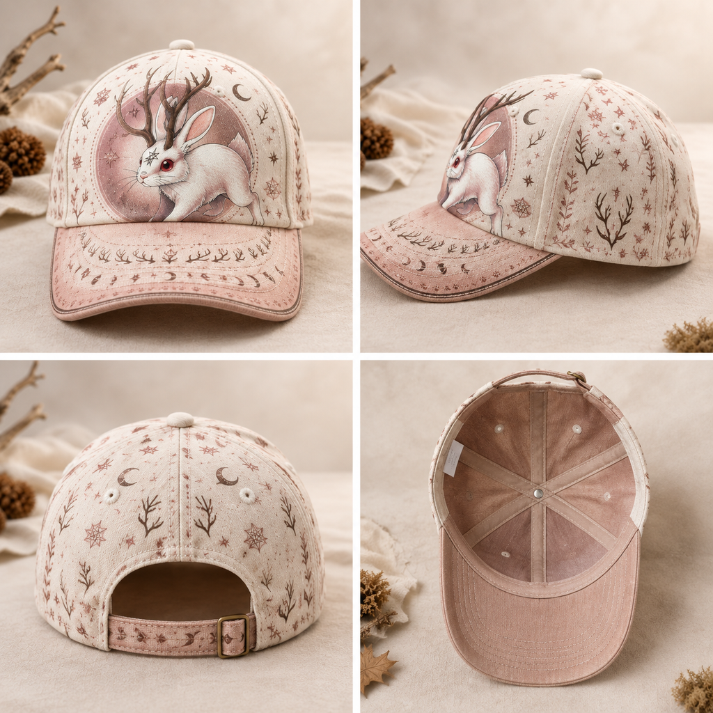 Celestial Jackalope Horned Rabbit Baseball Cap product view 2
