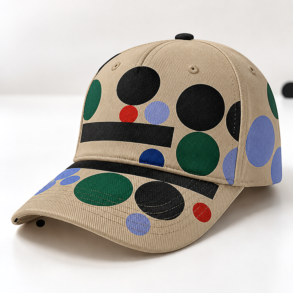 Colorful Polka Dot Graphic Beige Baseball Cap Khaki