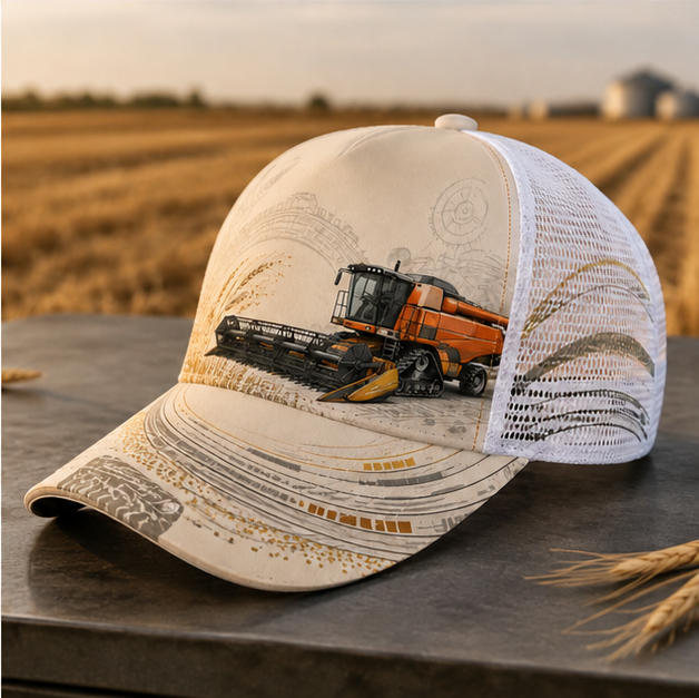 Orange Combine Harvester Trucker Hat product view 5