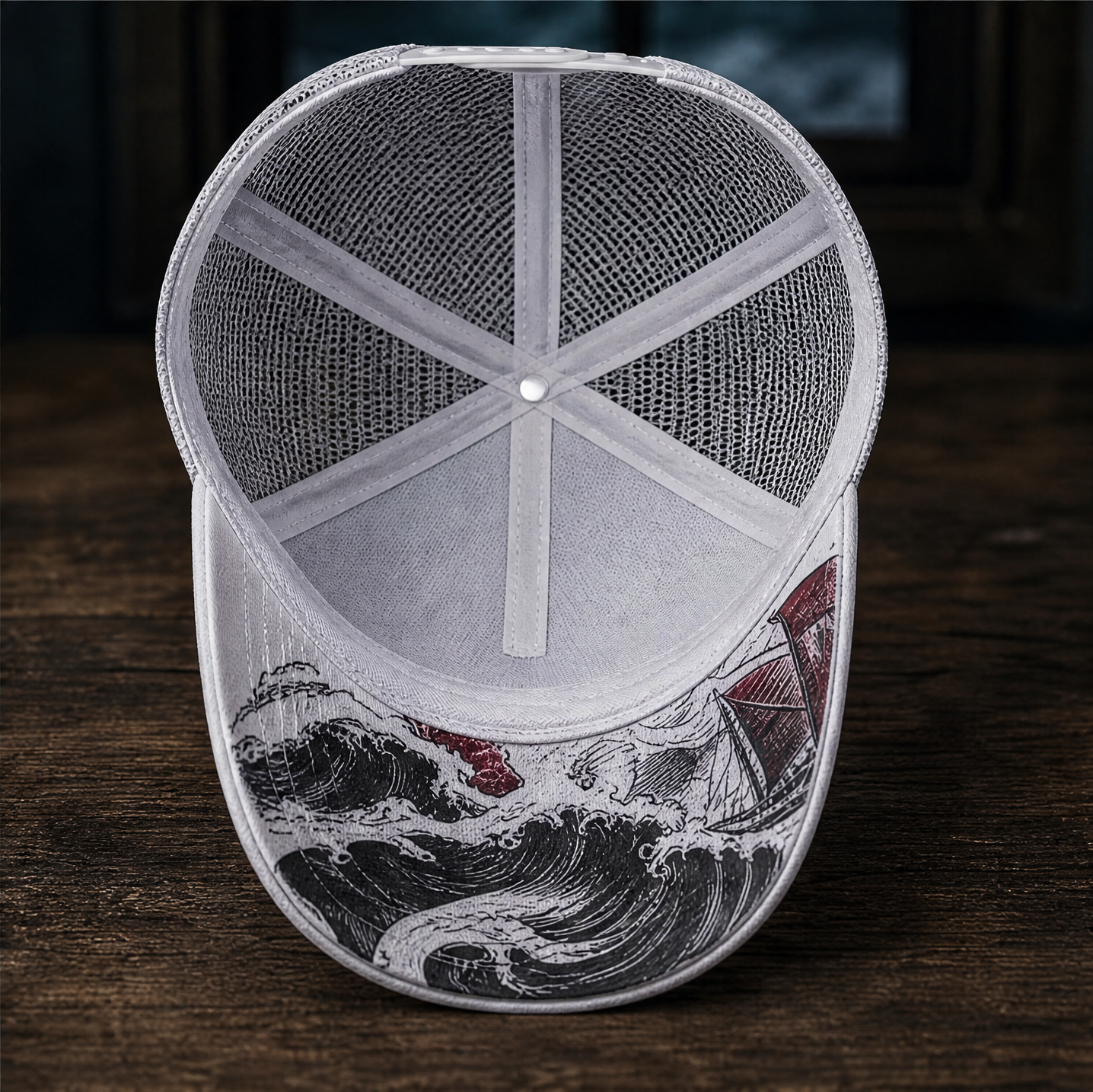 Nautical Octopus Waves Trucker Hat product view 4