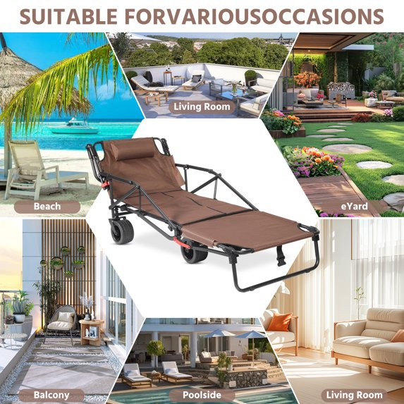 🏖️ 2-in-1 Folding Beach Wagon & Lounge Chair - Relax, Carry & Enjoy Every Outdoor Adventure