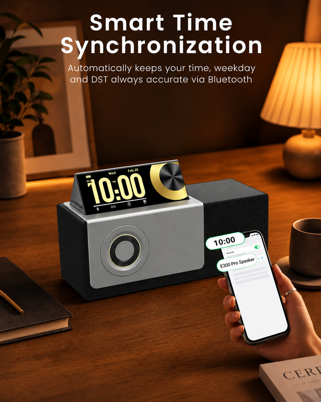 Flip-Up Display Screen Bluetooth Speaker with 7-in-1 Wireless Charging Station