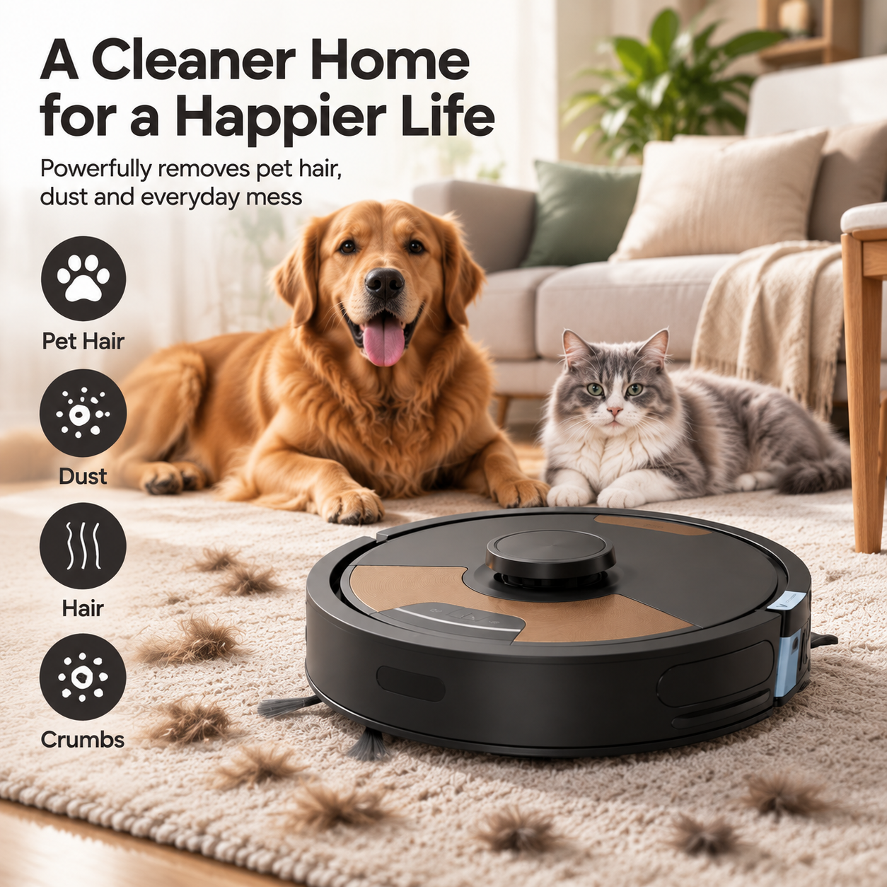 Smart AI Self-Empty Robot Vacuum for Pet Hair