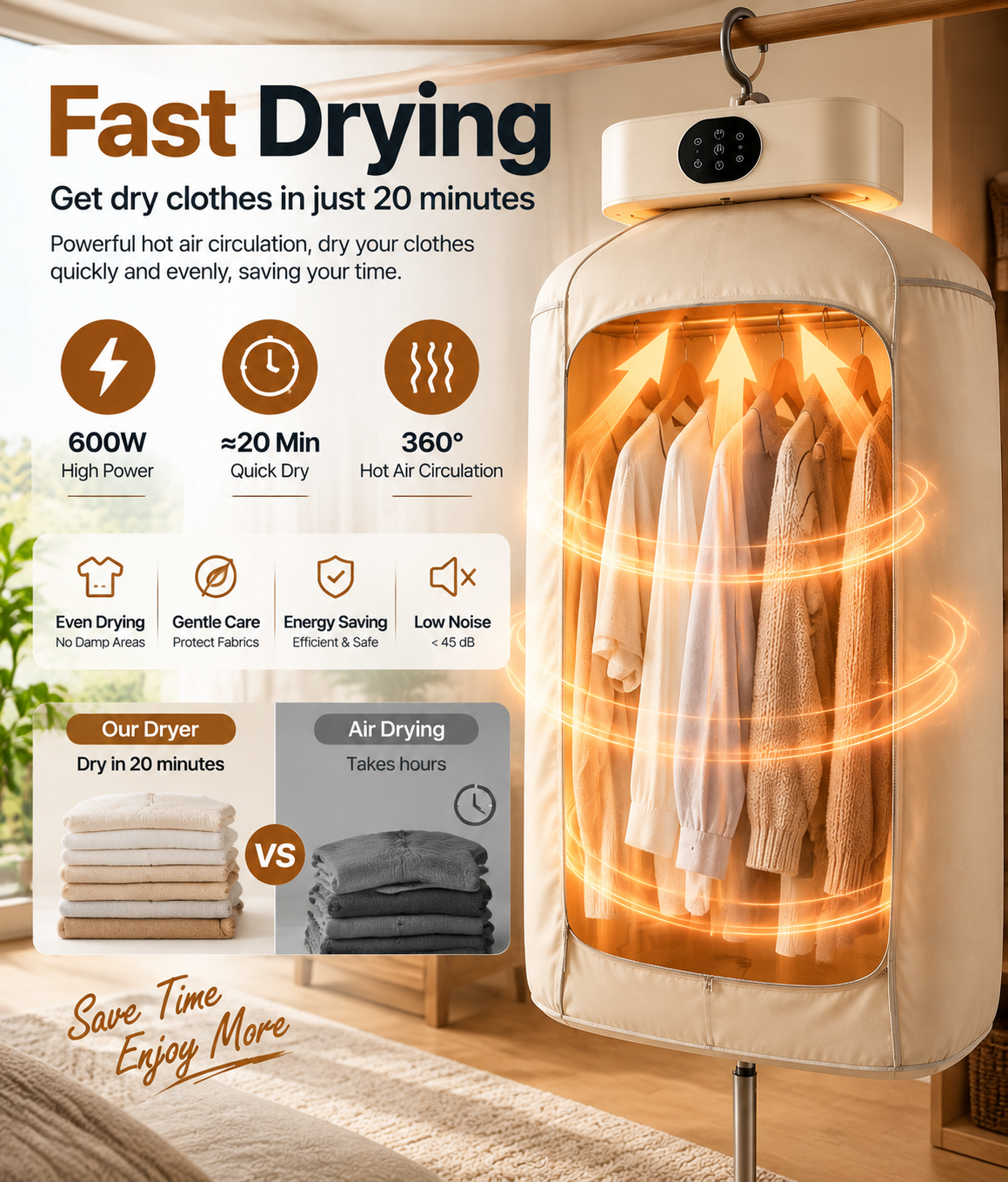 Portable dryer garment capacity