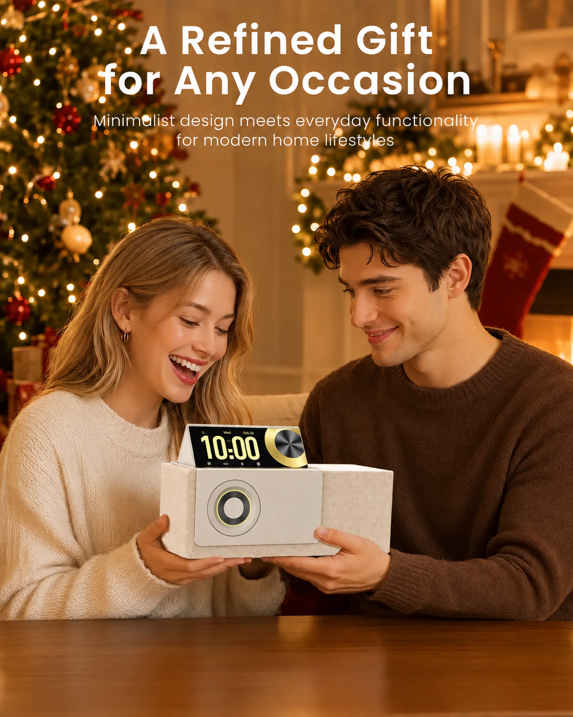 Flip-Up Display Screen Bluetooth Speaker with 7-in-1 Wireless Charging Station