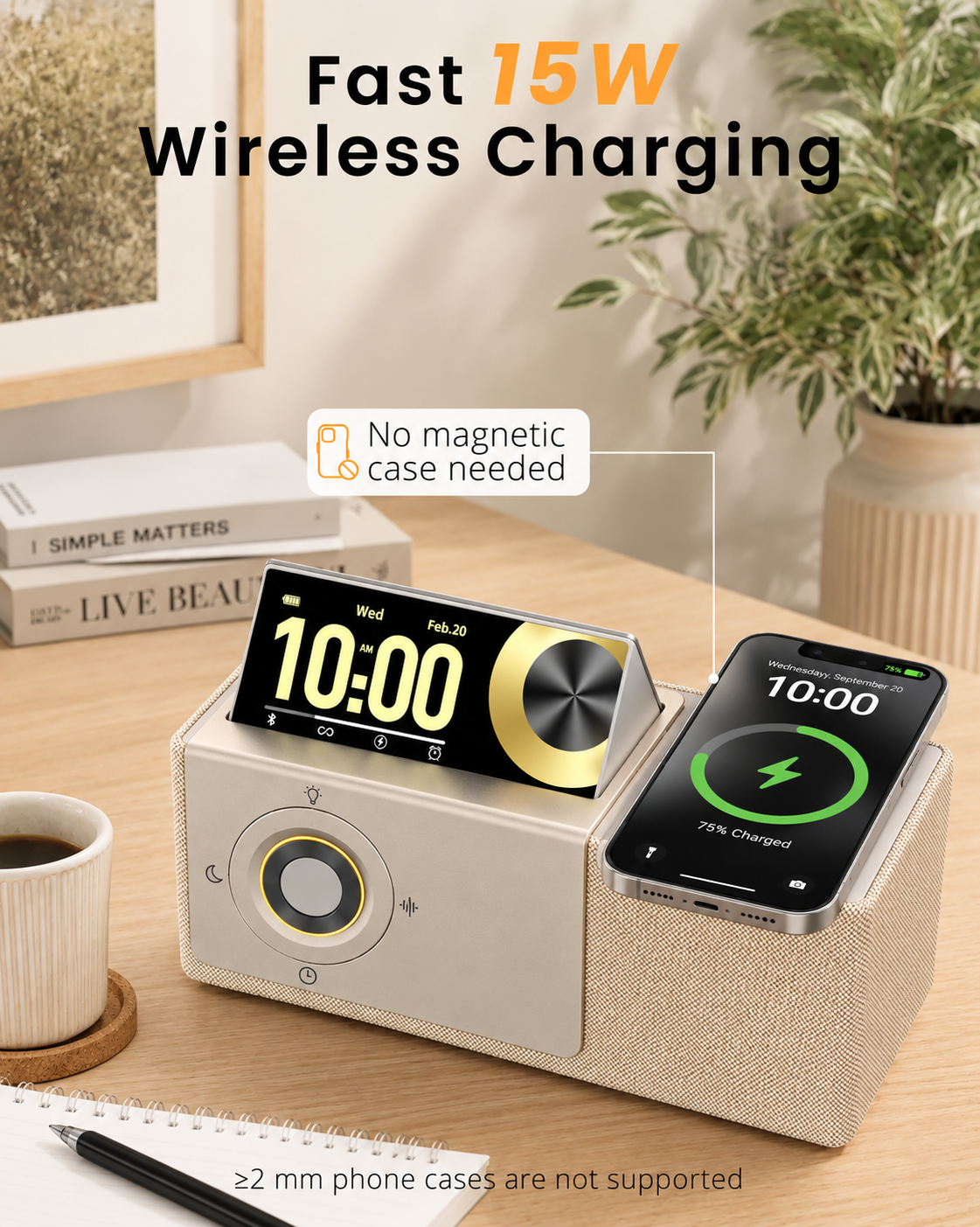 Flip-Up Display Screen Bluetooth Speaker with 7-in-1 Wireless Charging Station