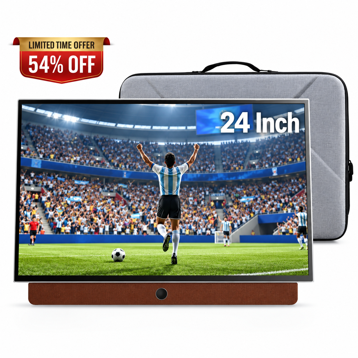 24-Inch Portable Google TV with HDR10 and Leather Frame