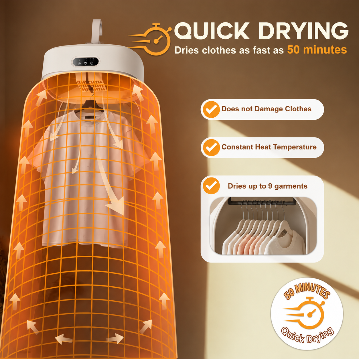 Electric Portable Clothes Dryer, MOJOCO MJC-T03