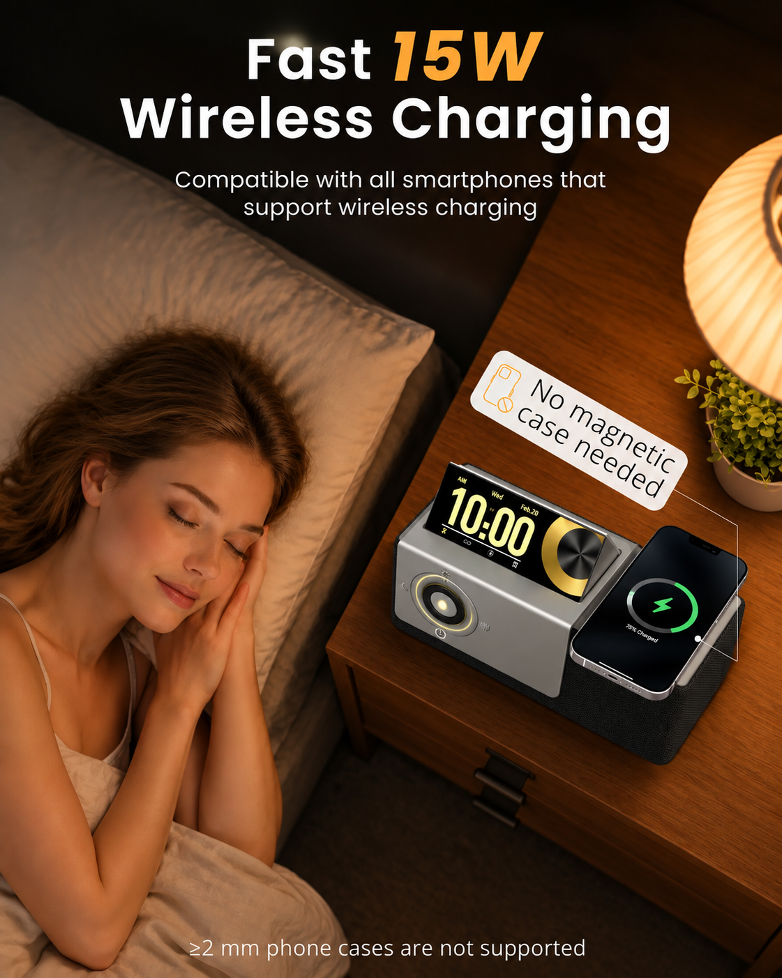 Flip-Up Display Screen Bluetooth Speaker with 7-in-1 Wireless Charging Station