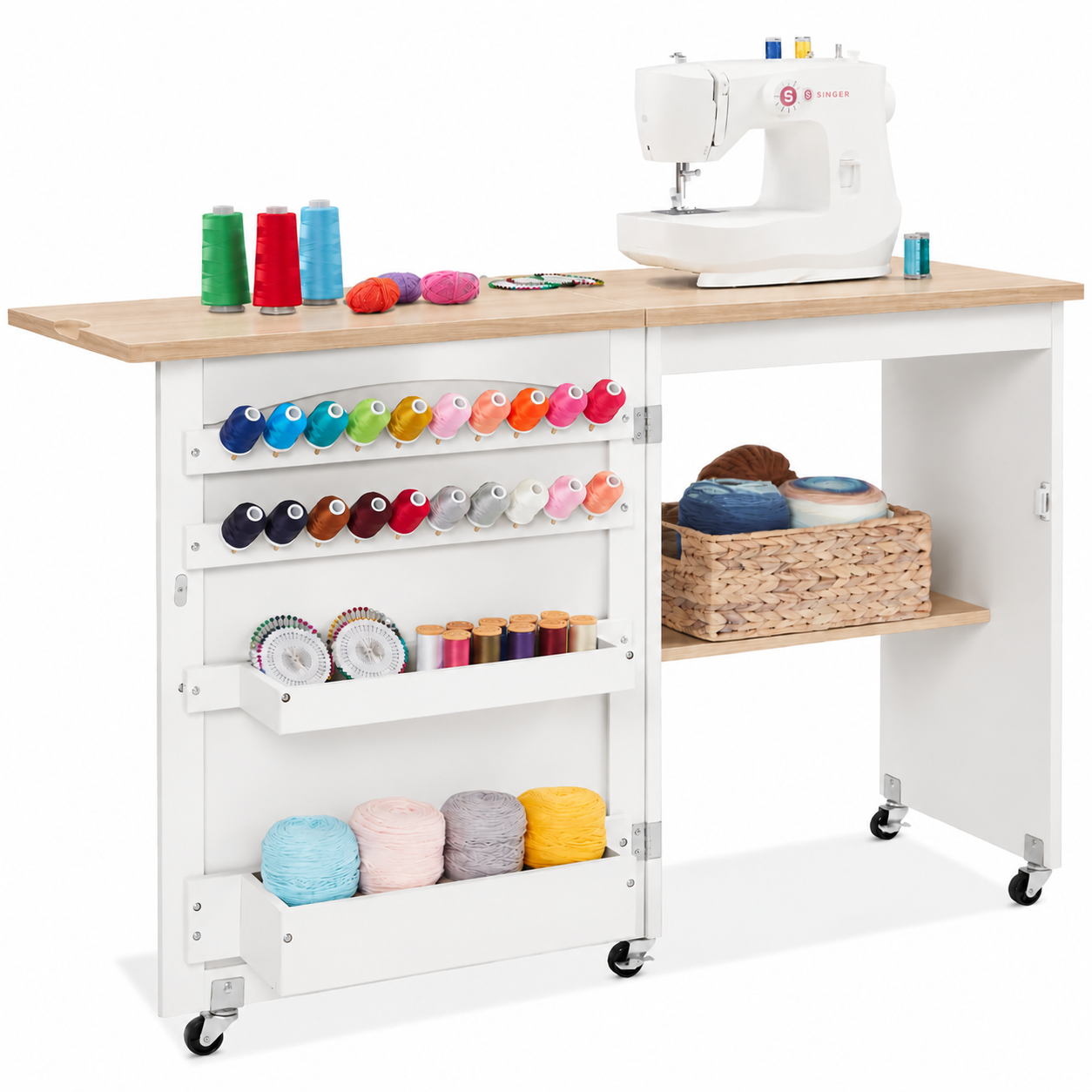 Best Choice Products Sewing Machine Table & Desk with Craft Storage