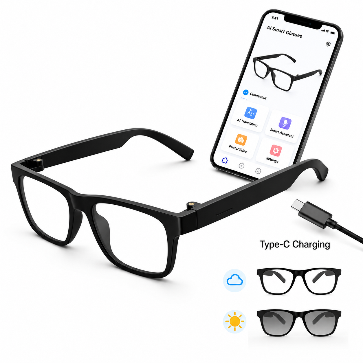 AI Interpretation Smart Glasses Bluetooth